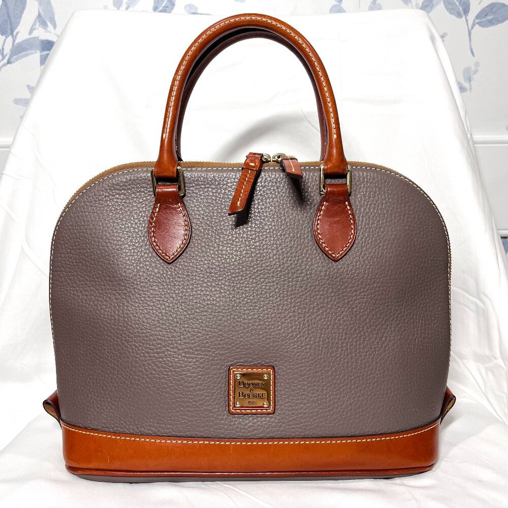 Dooney and Bourke Pebble Grain Zip Zip Satchel - Elephant Gray